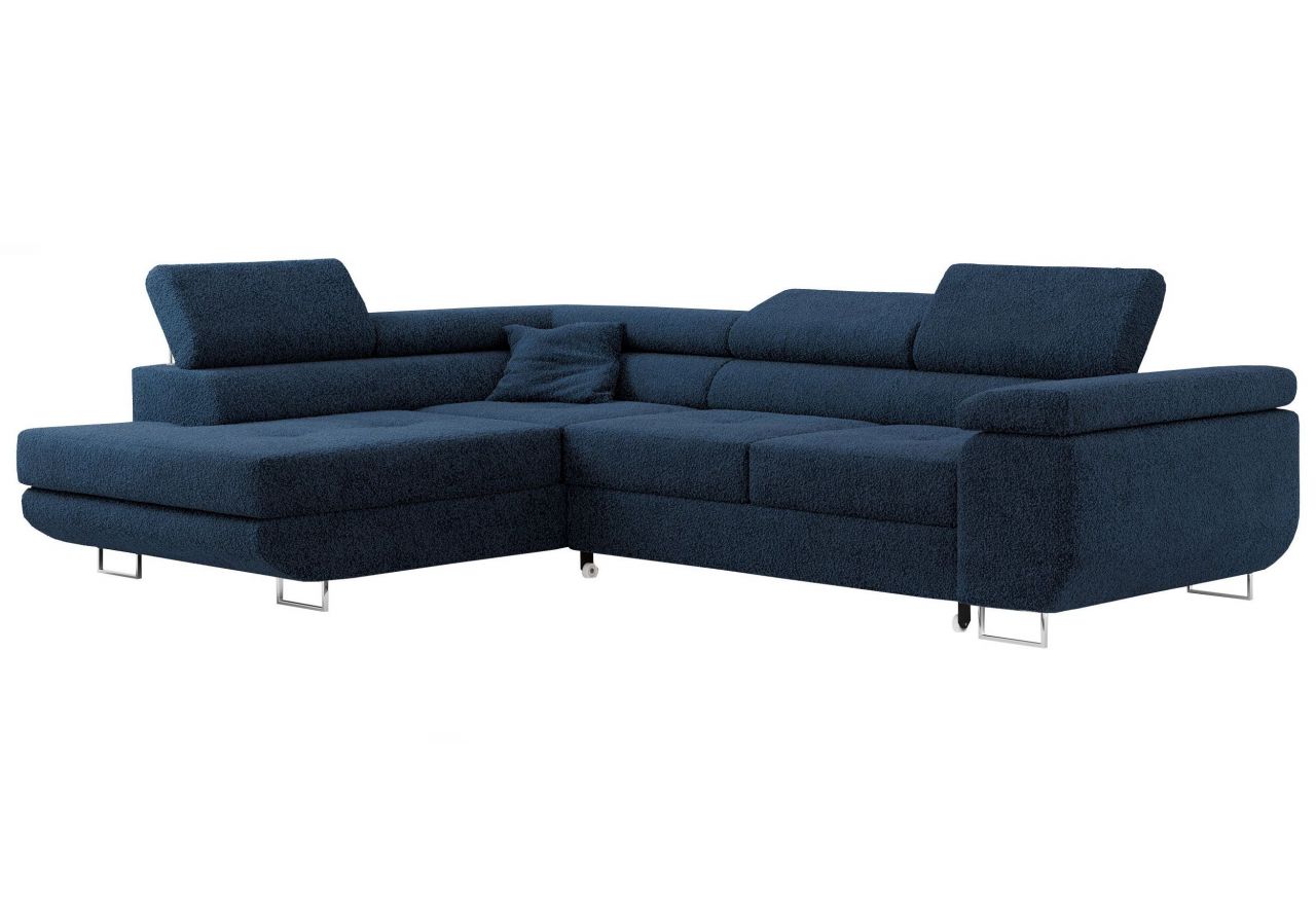 Narożnik GUSTAW L - strona lewa - ciemnoniebieski, boucle