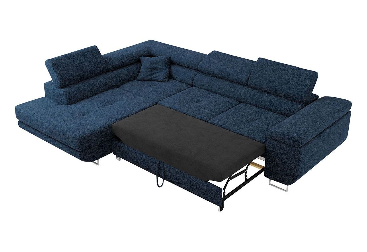 Narożnik GUSTAW L - strona lewa - ciemnoniebieski, boucle