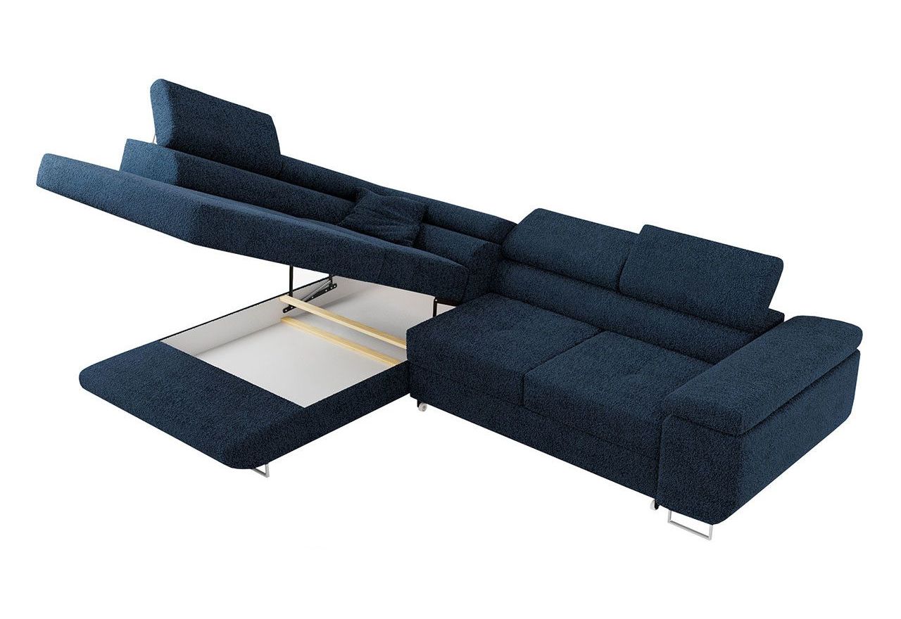 Narożnik GUSTAW L - strona lewa - ciemnoniebieski, boucle