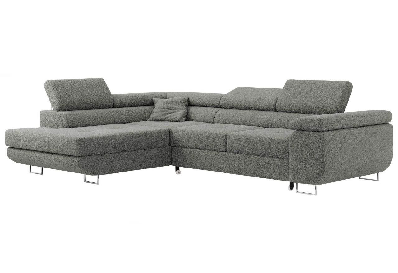 Narożnik GUSTAW L - strona lewa - szary, boucle