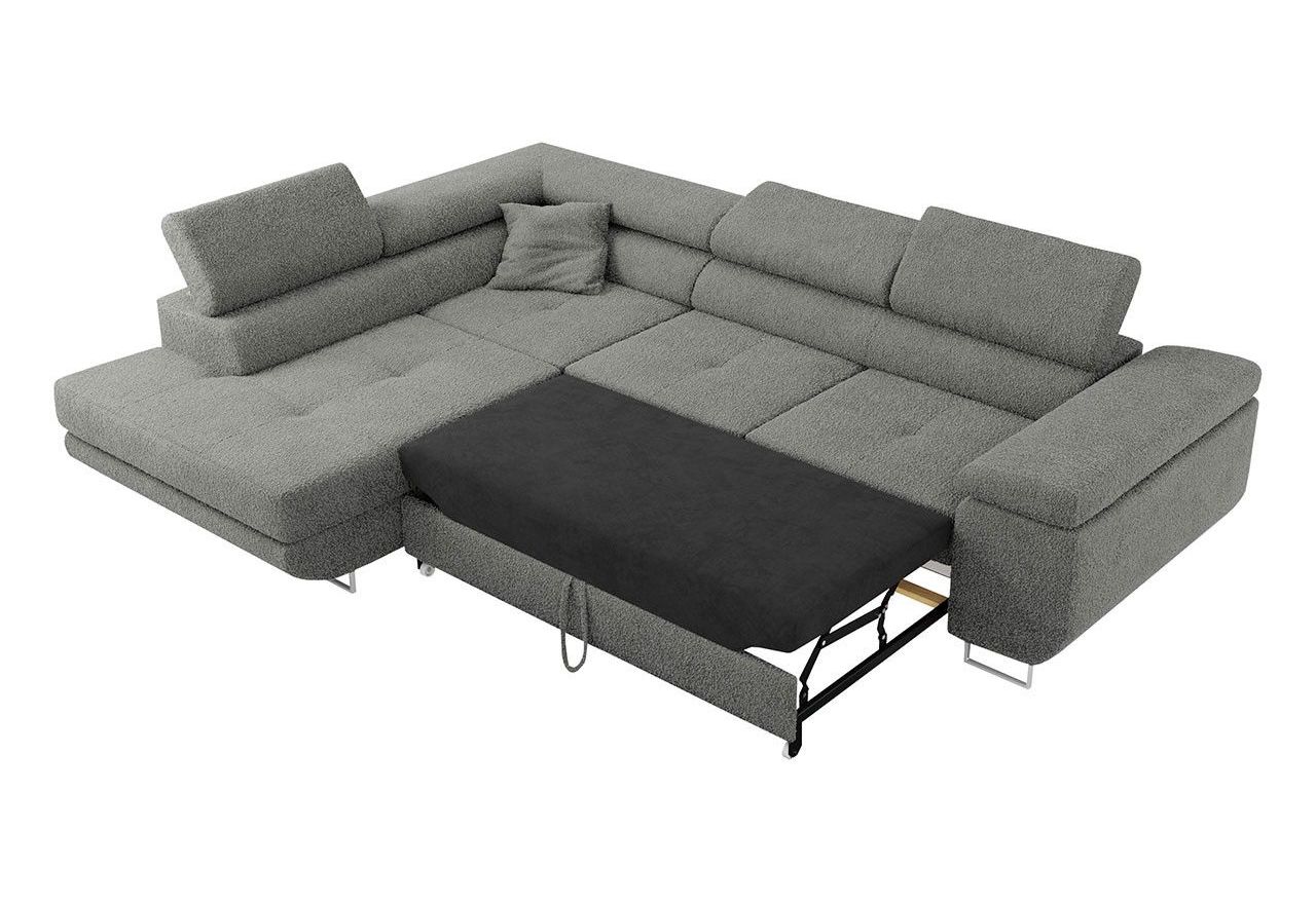 Narożnik GUSTAW L - strona lewa - szary, boucle