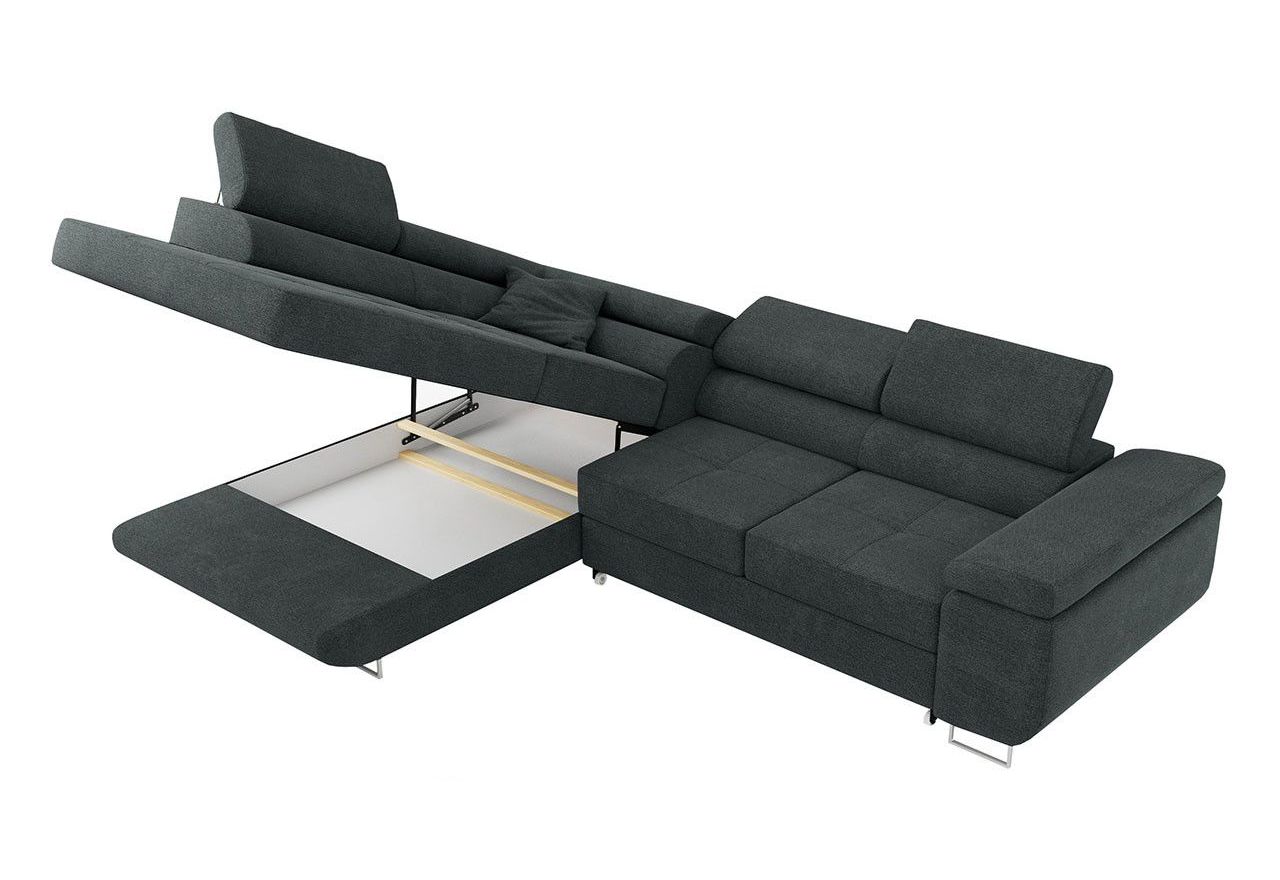 Narożnik GUSTAW L - strona lewa - ciemnoszary, struktura