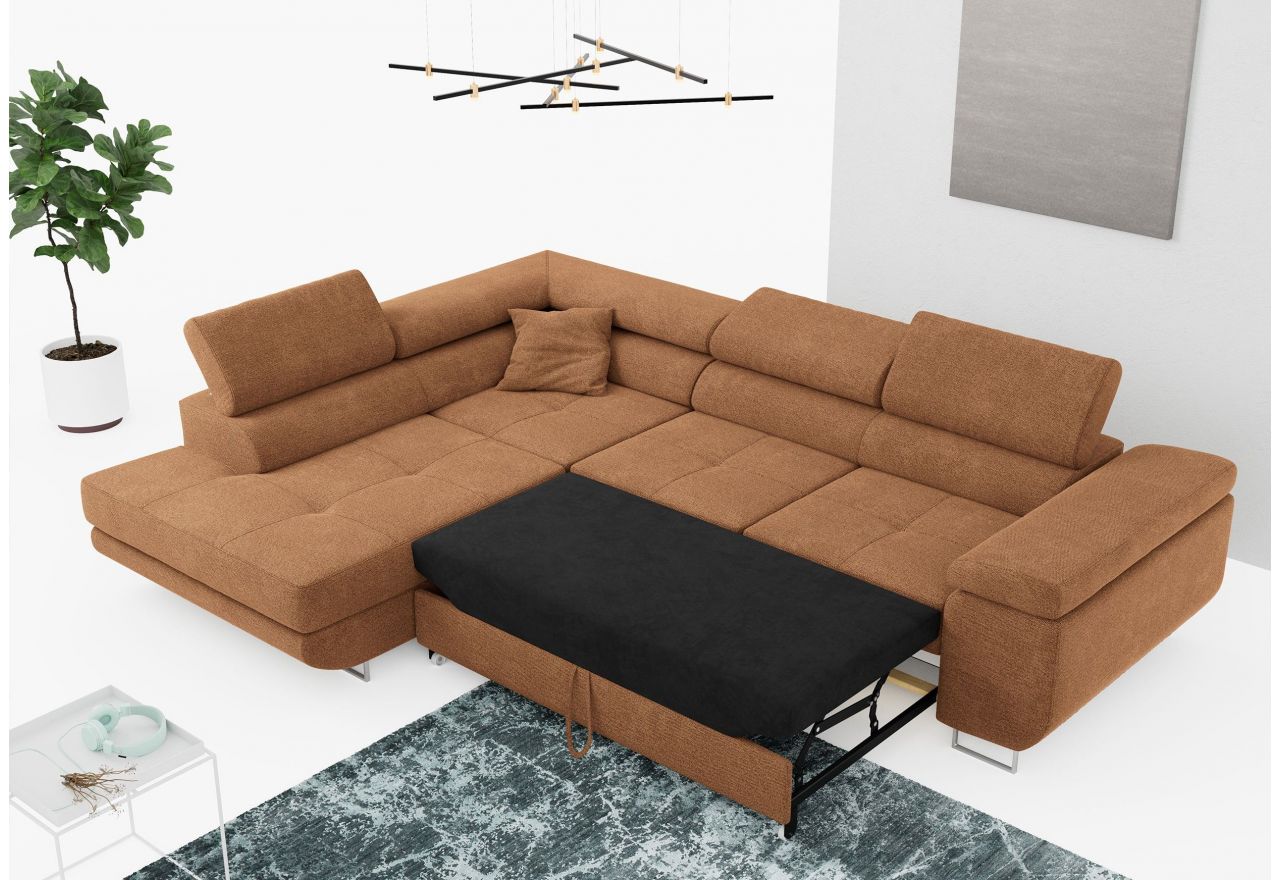 Narożnik GUSTAW L - strona lewa - pomarańczowy, struktura