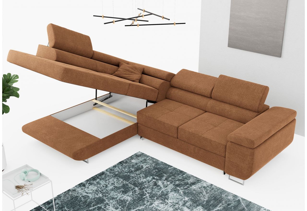 Narożnik GUSTAW L - strona lewa - pomarańczowy, struktura