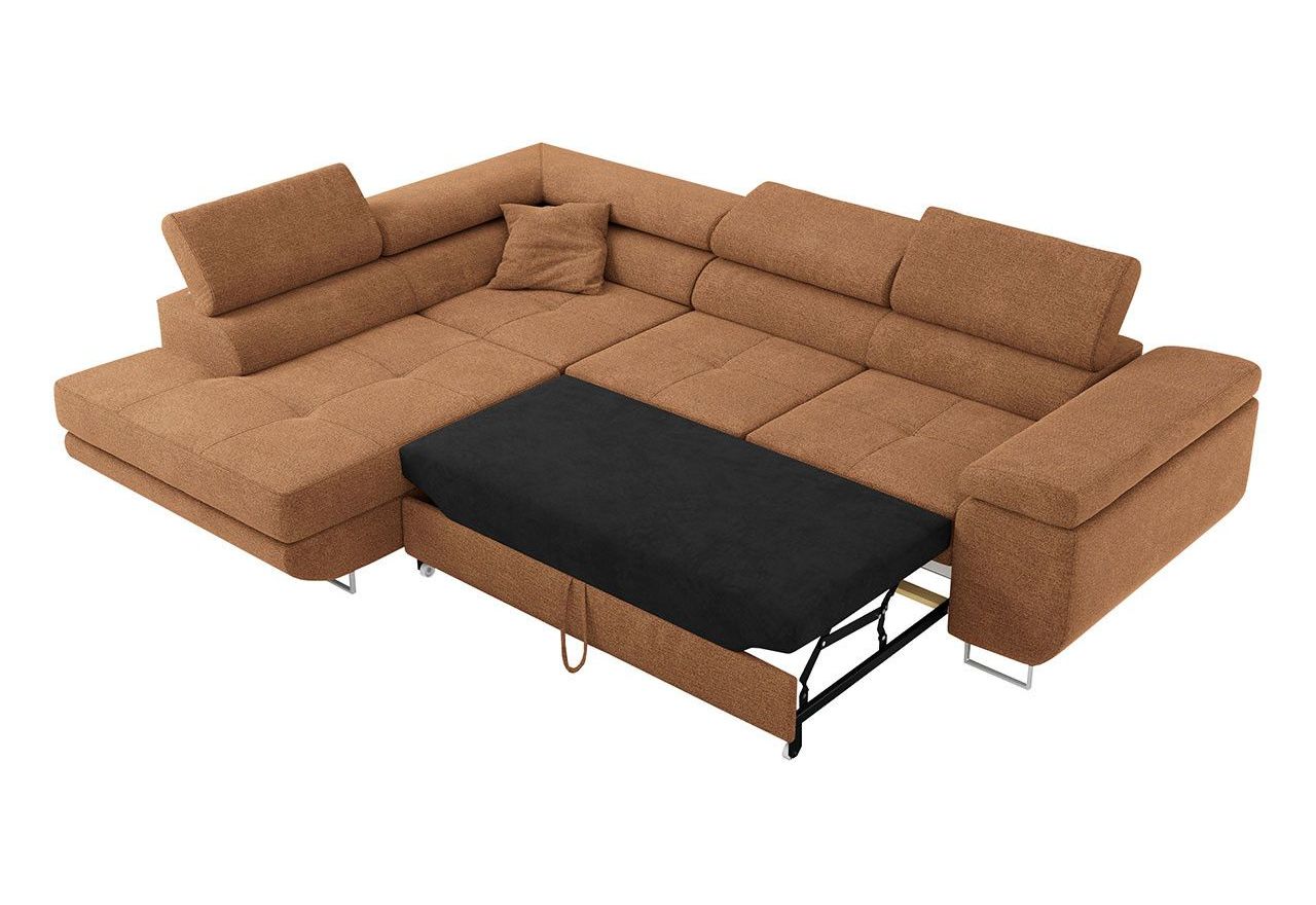 Narożnik GUSTAW L - strona lewa - pomarańczowy, struktura