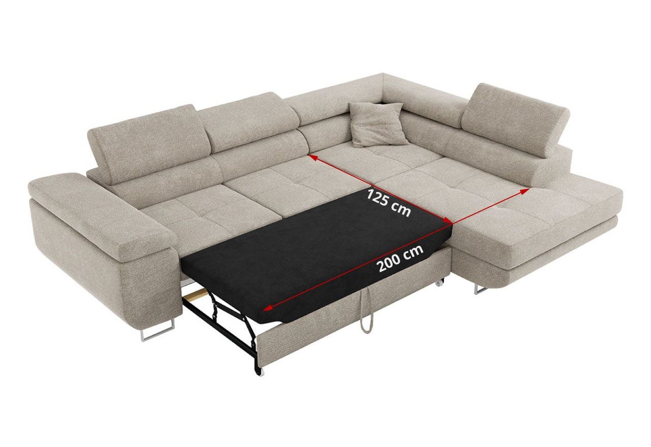 Narożnik GUSTAW L - strona lewa - beżowy, struktura