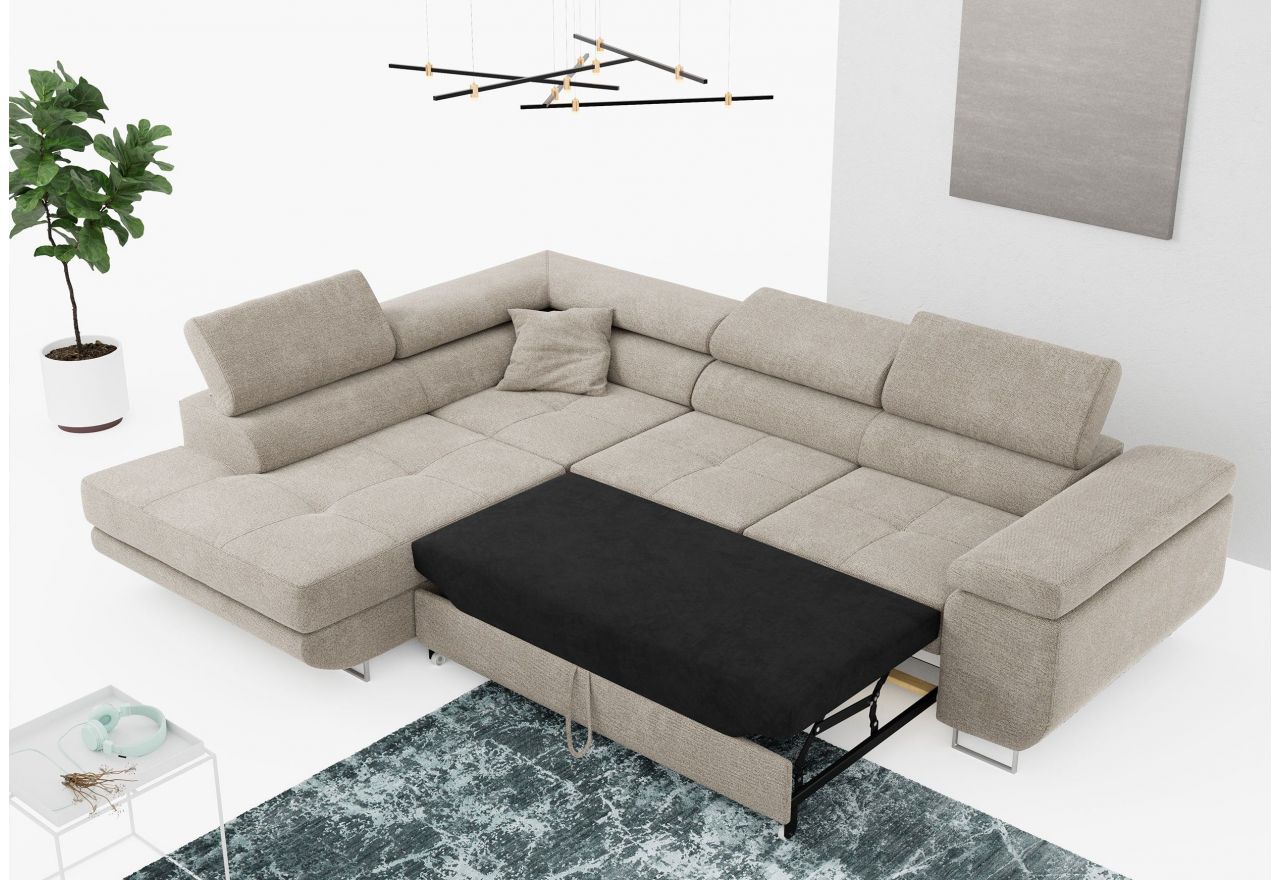 Narożnik GUSTAW L - strona lewa - beżowy, struktura