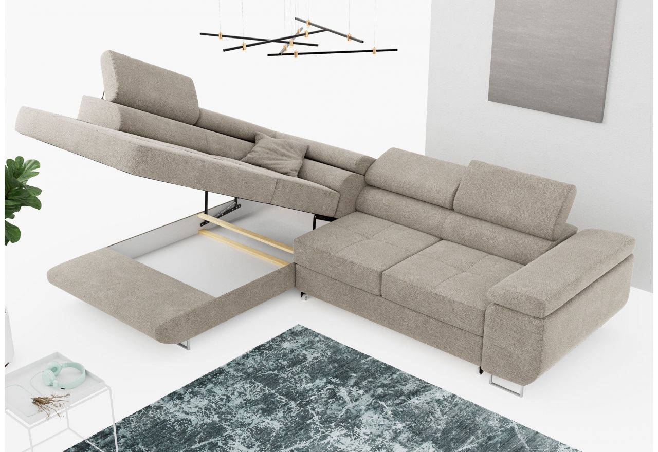 Narożnik GUSTAW L - strona lewa - beżowy, struktura