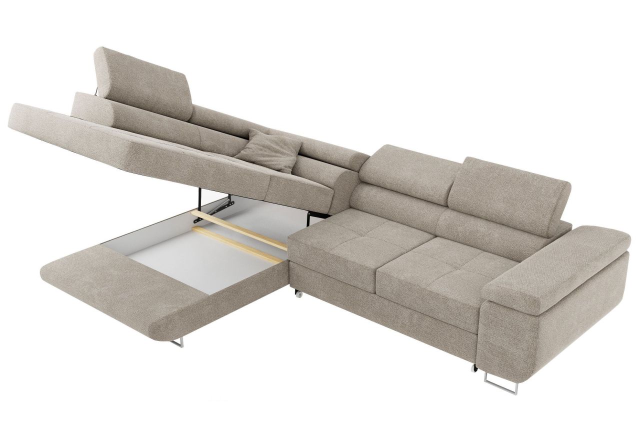 Narożnik GUSTAW L - strona lewa - beżowy, struktura