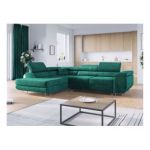 Narożnik GUSTAW L - strona lewa - ciemnozielony, welwet