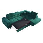Narożnik GUSTAW L - strona lewa - ciemnozielony, welwet