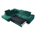 Narożnik GUSTAW L - strona lewa - ciemnozielony, welwet