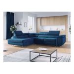 Narożnik GUSTAW L - strona lewa - ciemnoniebieski, welwet