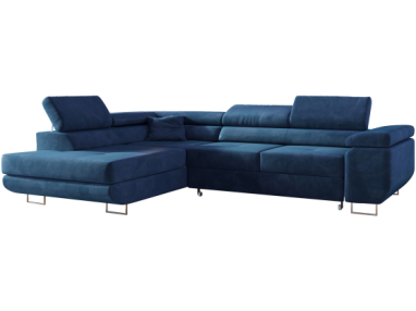 Narożnik GUSTAW L - strona lewa - ciemnoniebieski, welwet