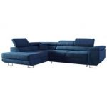 Narożnik GUSTAW L - strona lewa - ciemnoniebieski, welwet
