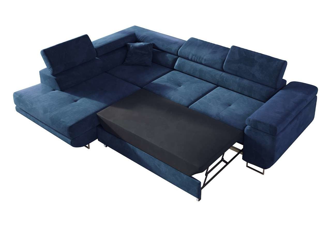 Narożnik GUSTAW L - strona lewa - ciemnoniebieski, welwet