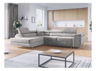 Narożnik GUSTAW L - strona lewa - jasnoszary, welwet