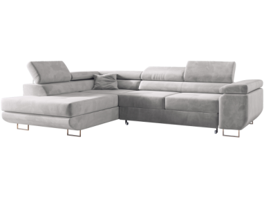 Narożnik GUSTAW L - strona lewa - jasnoszary, welwet