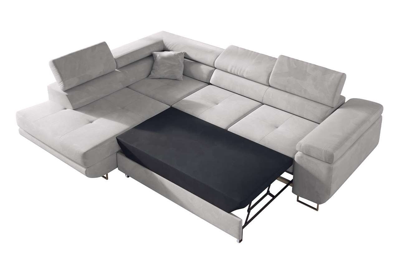 Narożnik GUSTAW L - strona lewa - jasnoszary, welwet