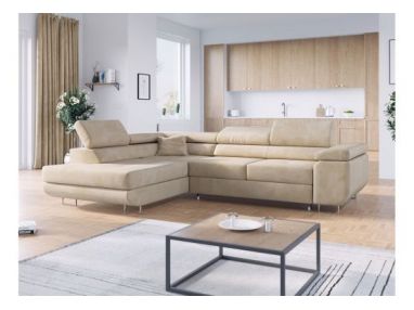 Narożnik GUSTAW L - strona lewa - beżowy, welwet