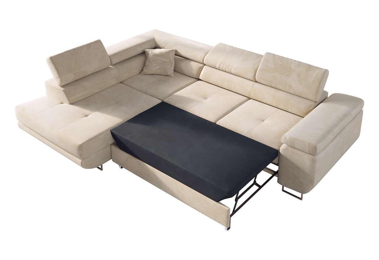 Narożnik GUSTAW L - strona lewa - beżowy, welwet