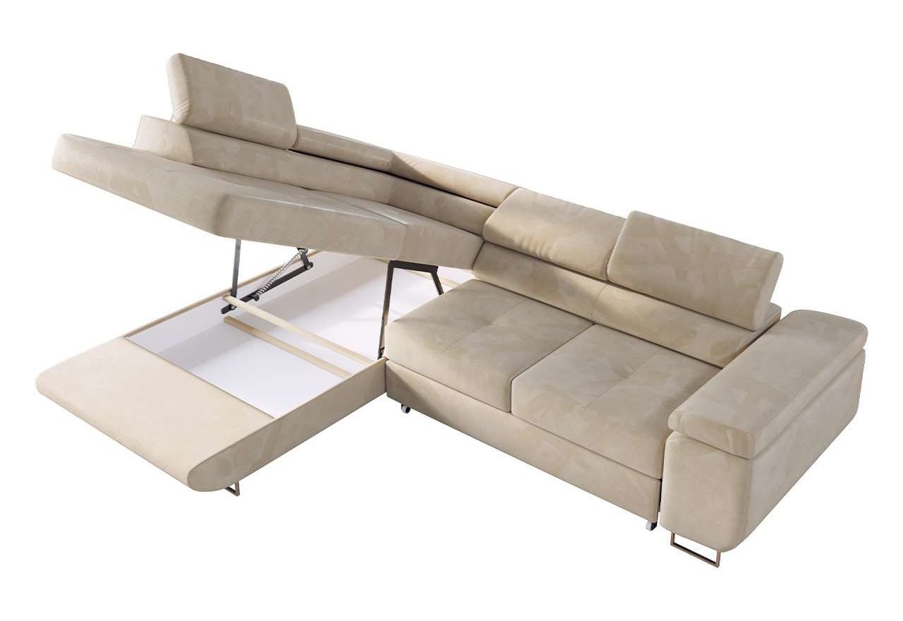 Narożnik GUSTAW L - strona lewa - beżowy, welwet