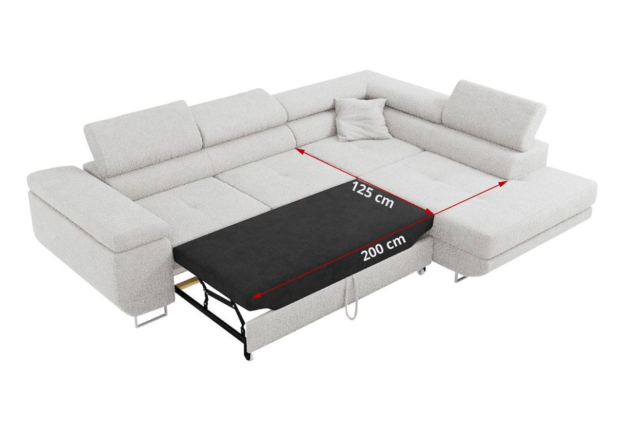 Narożnik GUSTAW L - strona prawa - jasnoszary, boucle