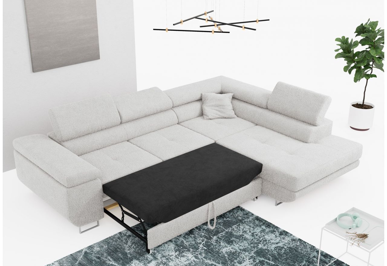 Narożnik GUSTAW L - strona prawa - jasnoszary, boucle