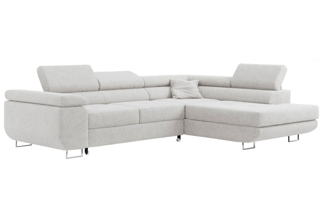 Narożnik GUSTAW L - strona prawa - jasnoszary, boucle