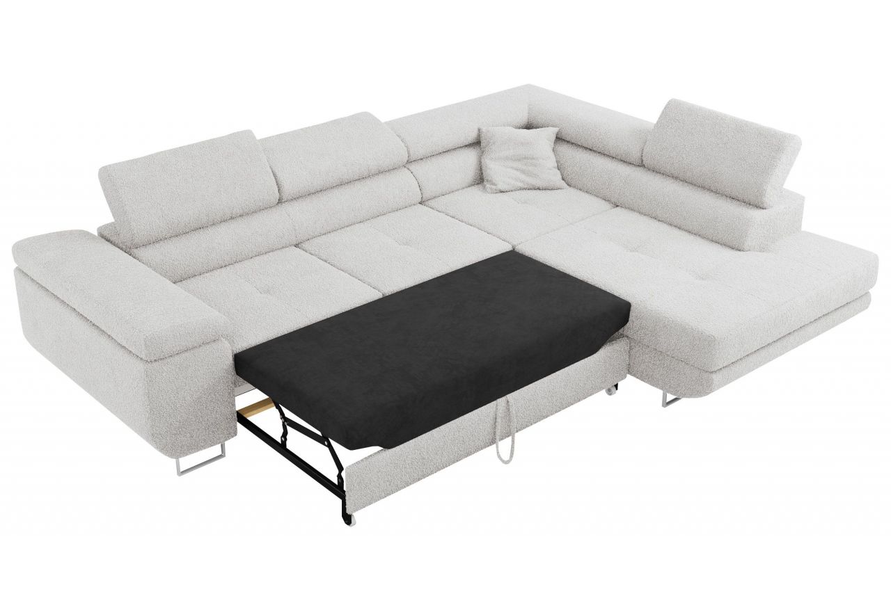 Narożnik GUSTAW L - strona prawa - jasnoszary, boucle