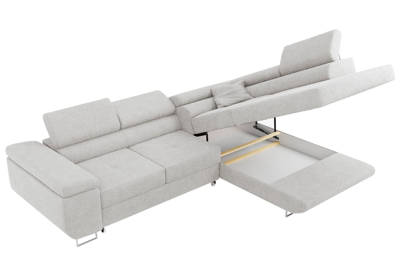 Narożnik GUSTAW L - strona prawa - jasnoszary, boucle