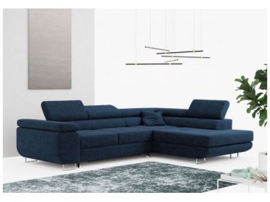 Narożnik GUSTAW L - strona prawa - ciemnoniebieski, boucle