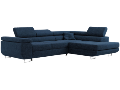 Narożnik GUSTAW L - strona prawa - ciemnoniebieski, boucle