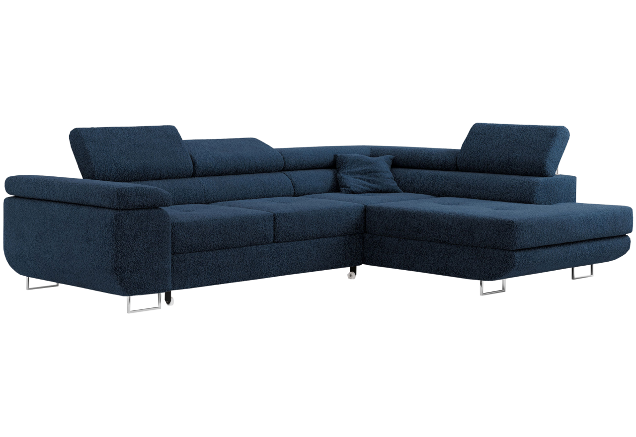 Narożnik GUSTAW L - strona prawa - ciemnoniebieski, boucle