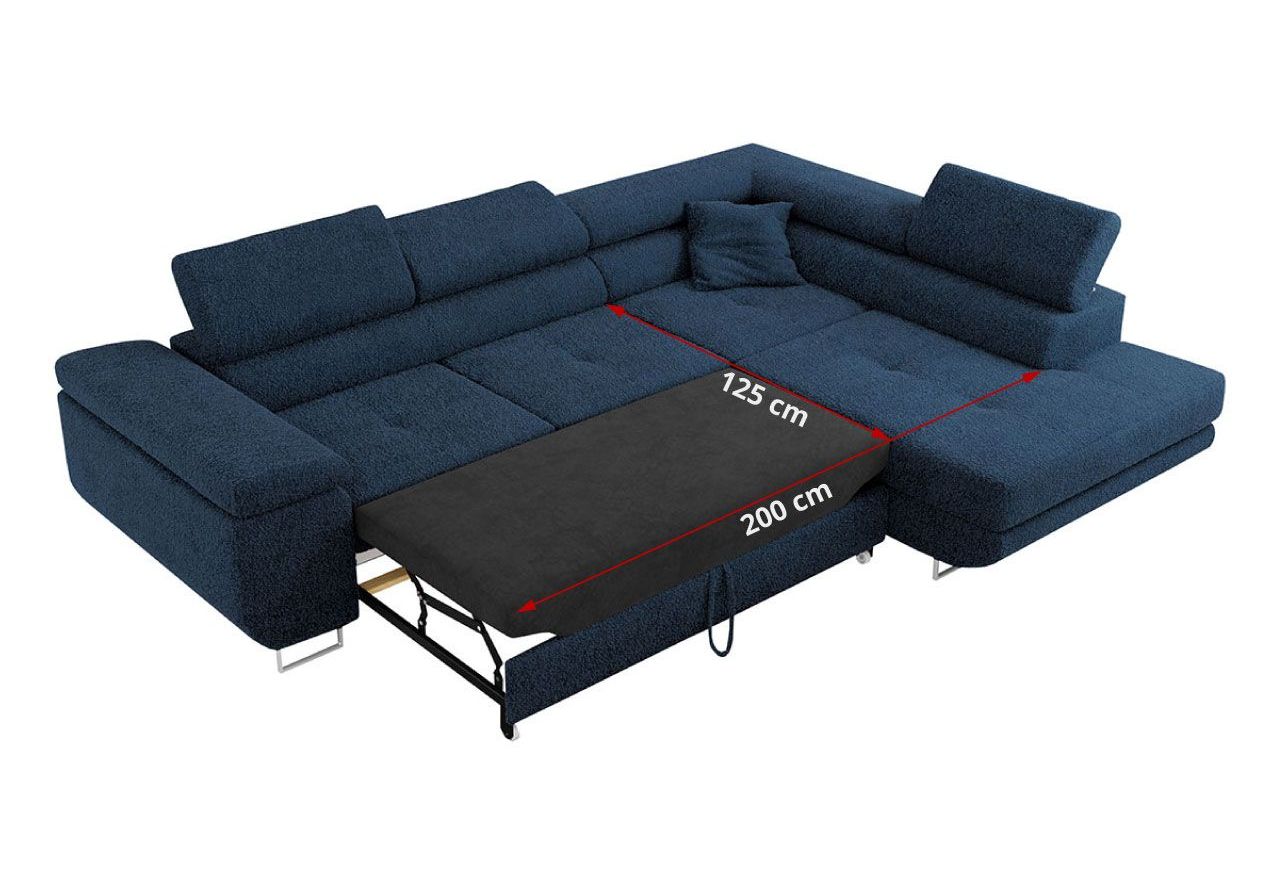 Narożnik GUSTAW L - strona prawa - ciemnoniebieski, boucle