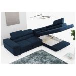 Narożnik GUSTAW L - strona prawa - ciemnoniebieski, boucle