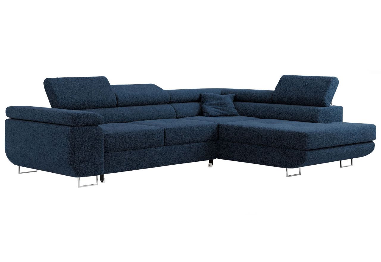 Narożnik GUSTAW L - strona prawa - ciemnoniebieski, boucle