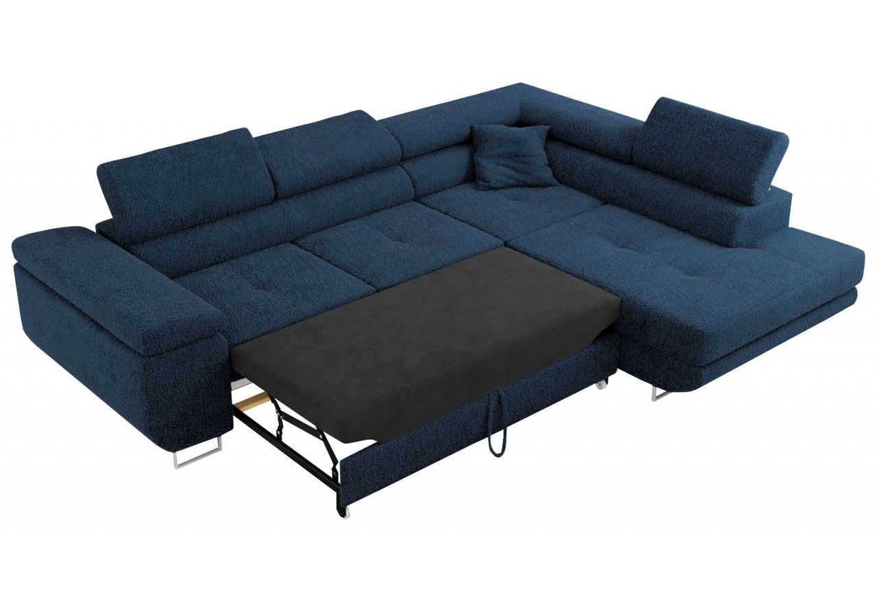 Narożnik GUSTAW L - strona prawa - ciemnoniebieski, boucle