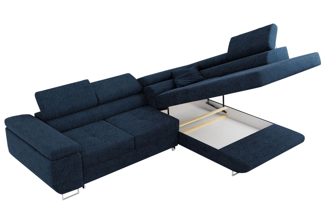 Narożnik GUSTAW L - strona prawa - ciemnoniebieski, boucle