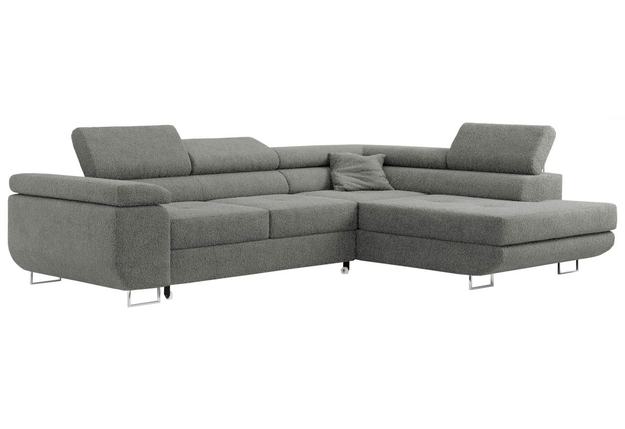 Narożnik GUSTAW L - strona prawa - szary, boucle