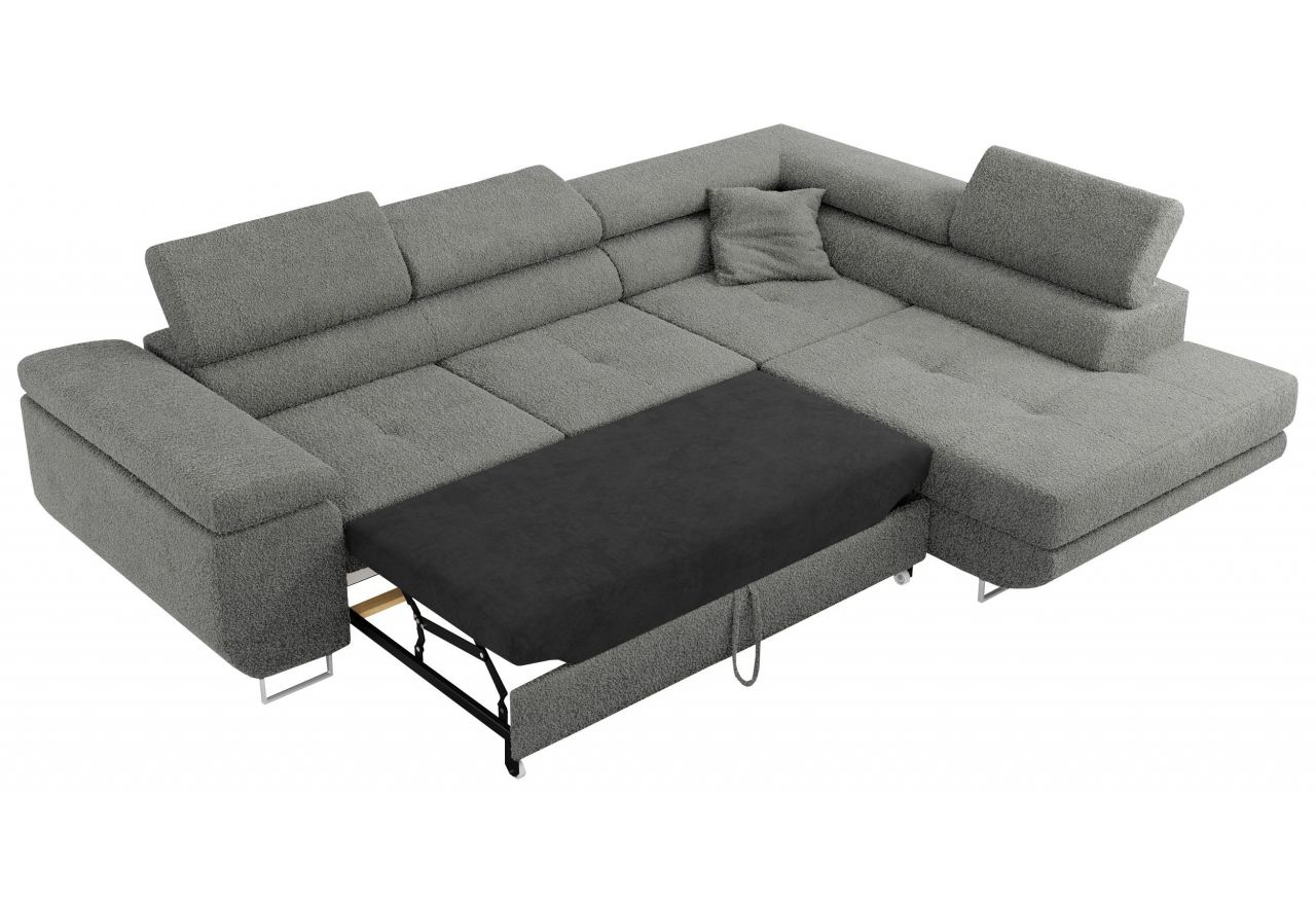 Narożnik GUSTAW L - strona prawa - szary, boucle