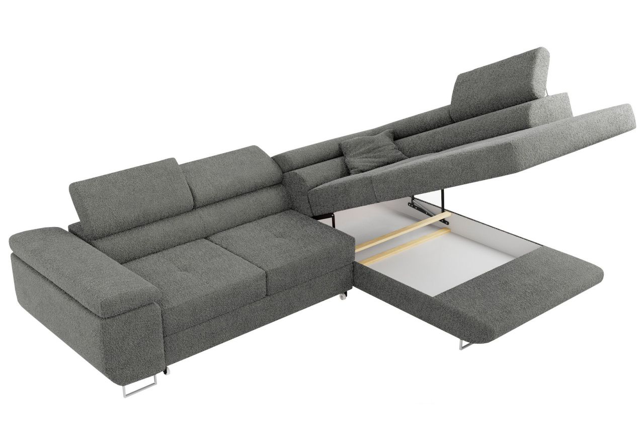 Narożnik GUSTAW L - strona prawa - szary, boucle