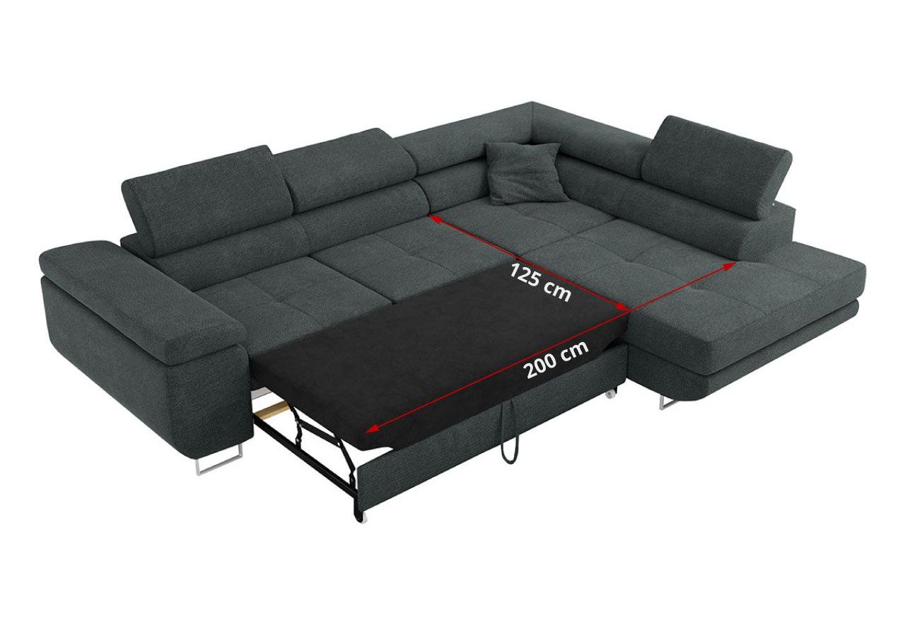 Narożnik GUSTAW L - strona prawa - ciemnoszary, struktura