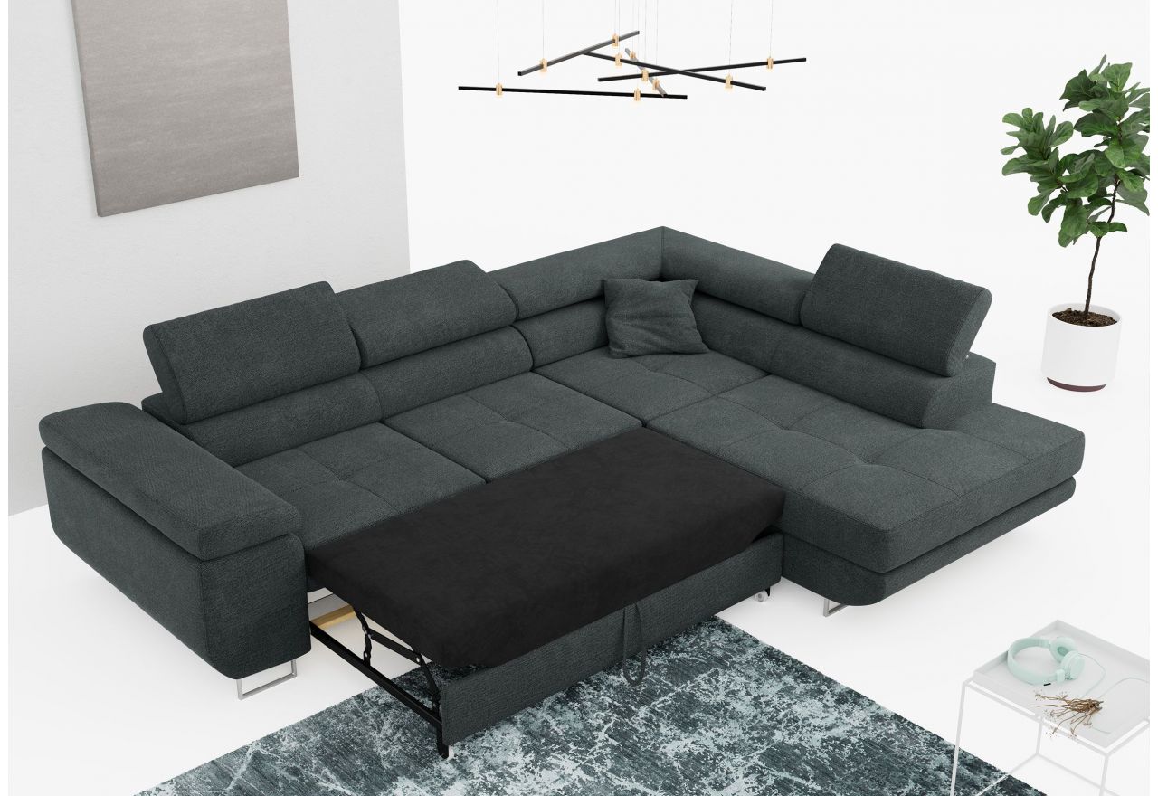 Narożnik GUSTAW L - strona prawa - ciemnoszary, struktura