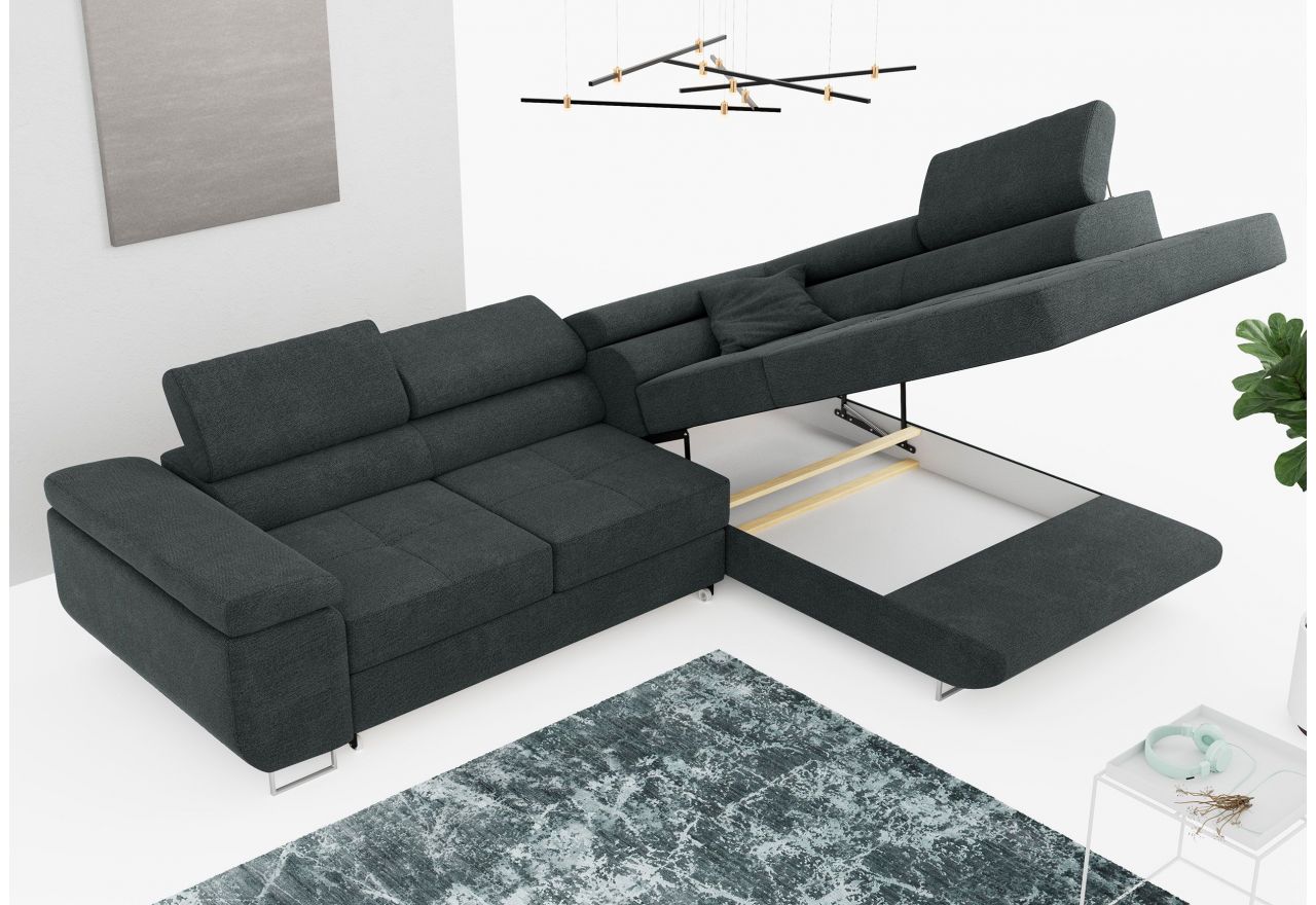 Narożnik GUSTAW L - strona prawa - ciemnoszary, struktura