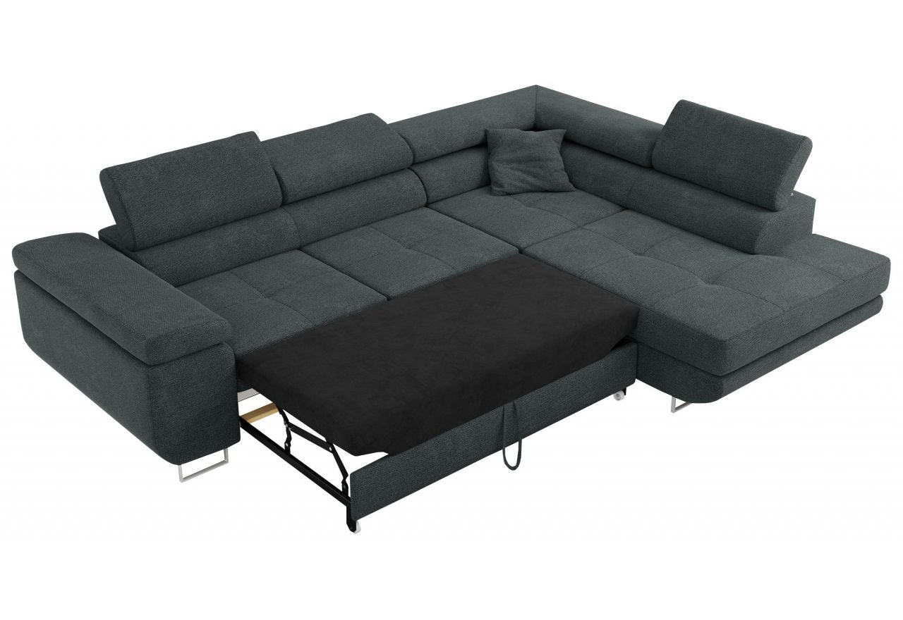 Narożnik GUSTAW L - strona prawa - ciemnoszary, struktura