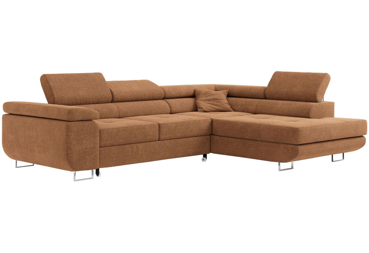 Narożnik GUSTAW L - strona prawa - pomarańczowy, struktura