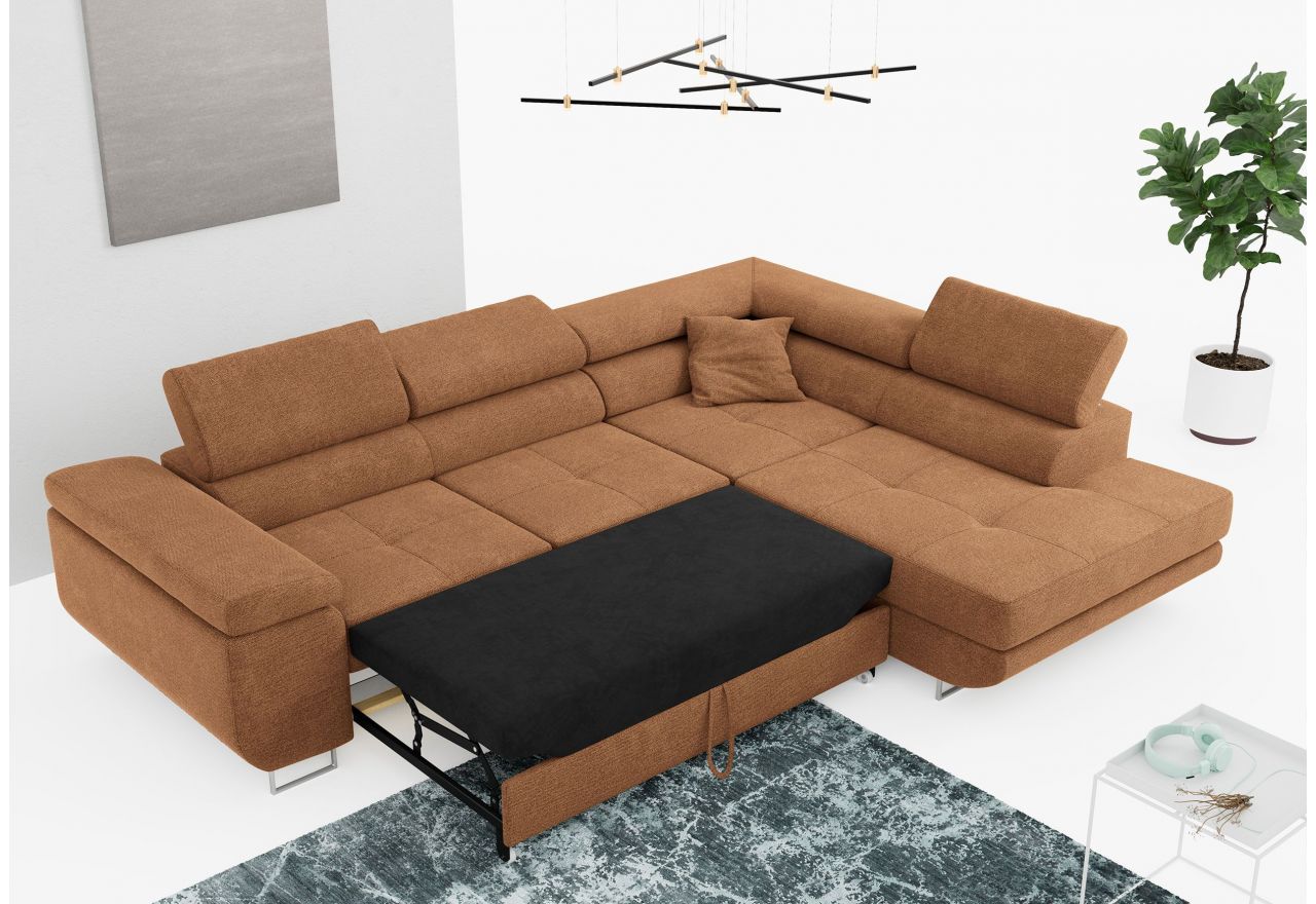 Narożnik GUSTAW L - strona prawa - pomarańczowy, struktura