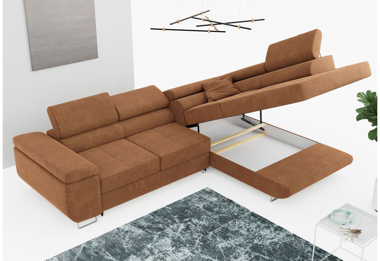 Narożnik GUSTAW L - strona prawa - pomarańczowy, struktura