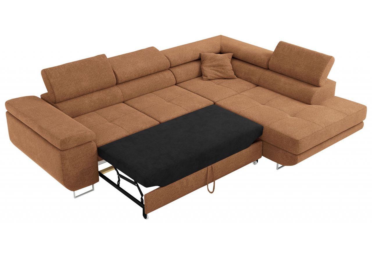 Narożnik GUSTAW L - strona prawa - pomarańczowy, struktura